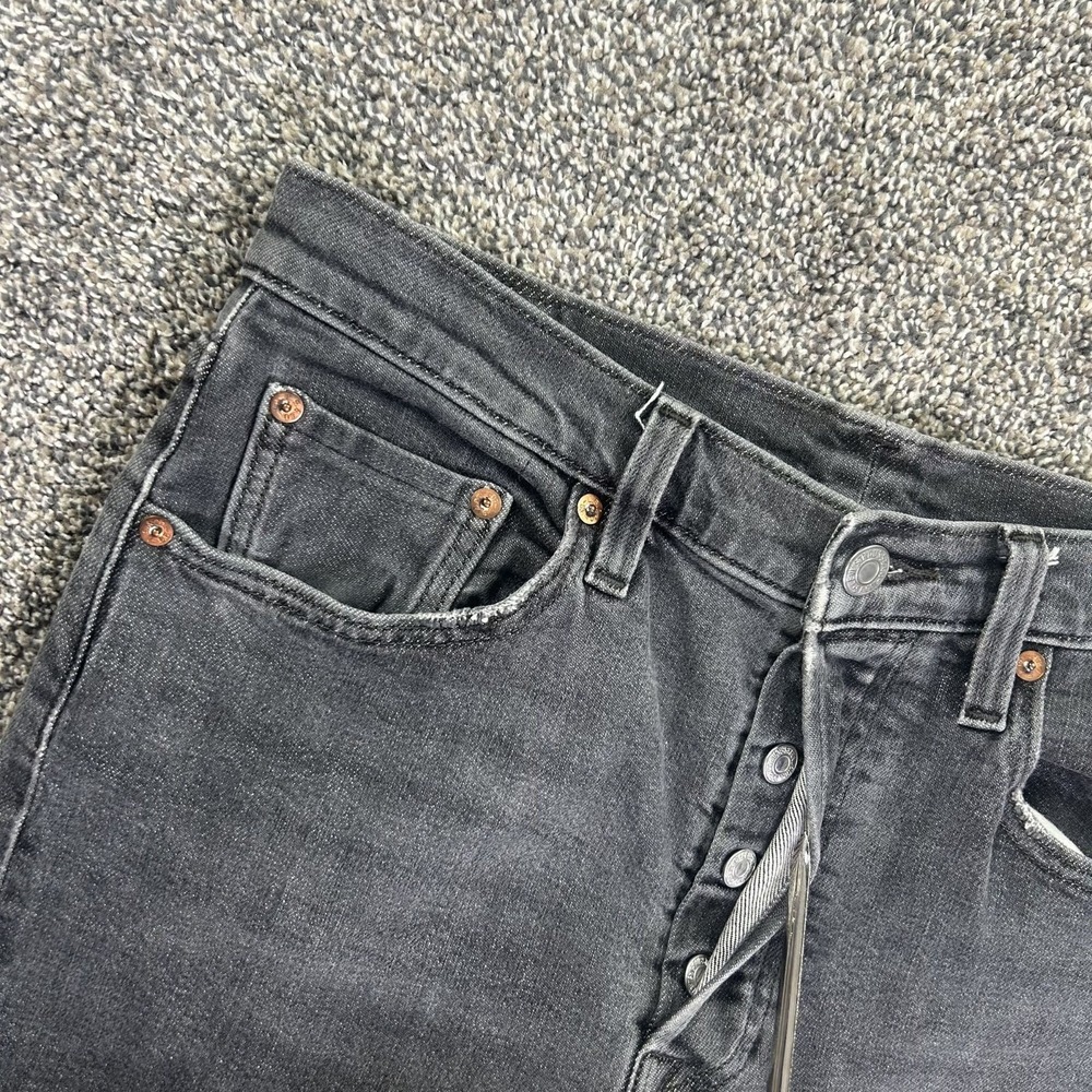 Levis 501XX‎ Selvedge Denim Skinny Jeans Distressed Hem Dark Grey Womens 29x22 - Picture 4 of 15